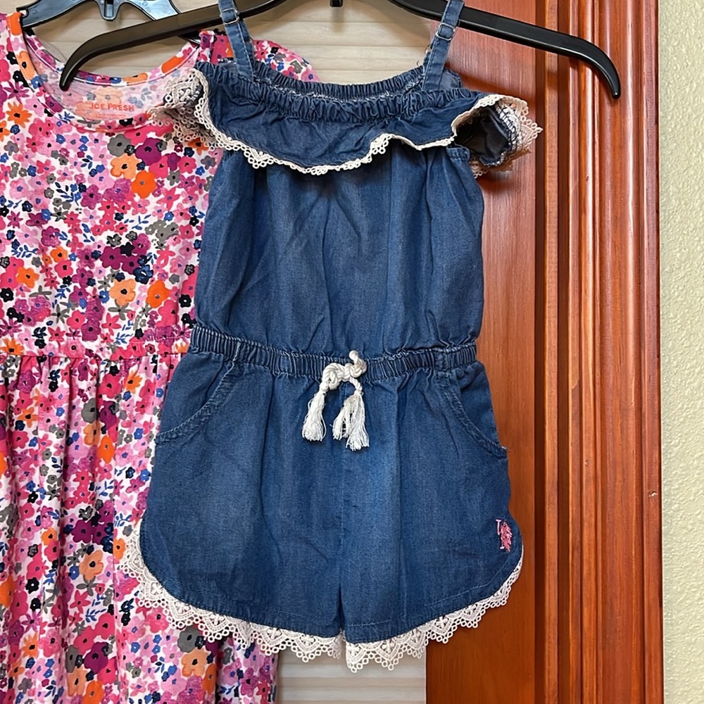 Bundle of four child outfits 3 dresses 1 romper size 4T-5 - Picture 2 of 15
